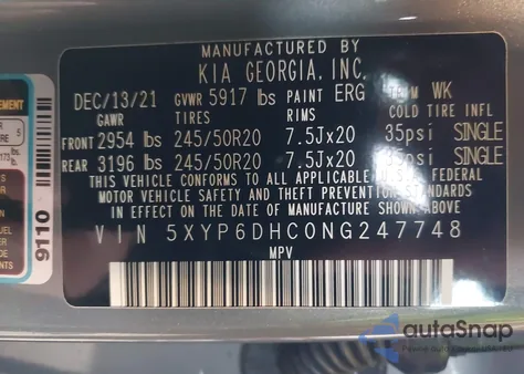 2022 Kia Telluride S z USA, uszkodzony, nr VIN 5XYP6DHC0NG247748